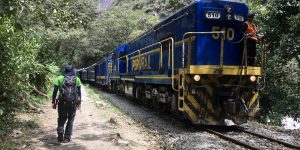 Passing the train from Aguas Calientes. Yes, this is the path